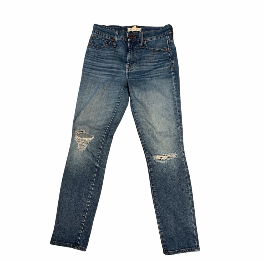 Madewell Blue 9” High-Rise Distressed Skinny Crop Jeans Size 23